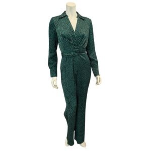 NEW Mango Green Satin Jumpsuit
